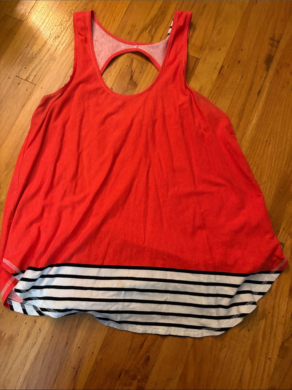Deletta Anthropologie Orange  Tank with Striped Hem